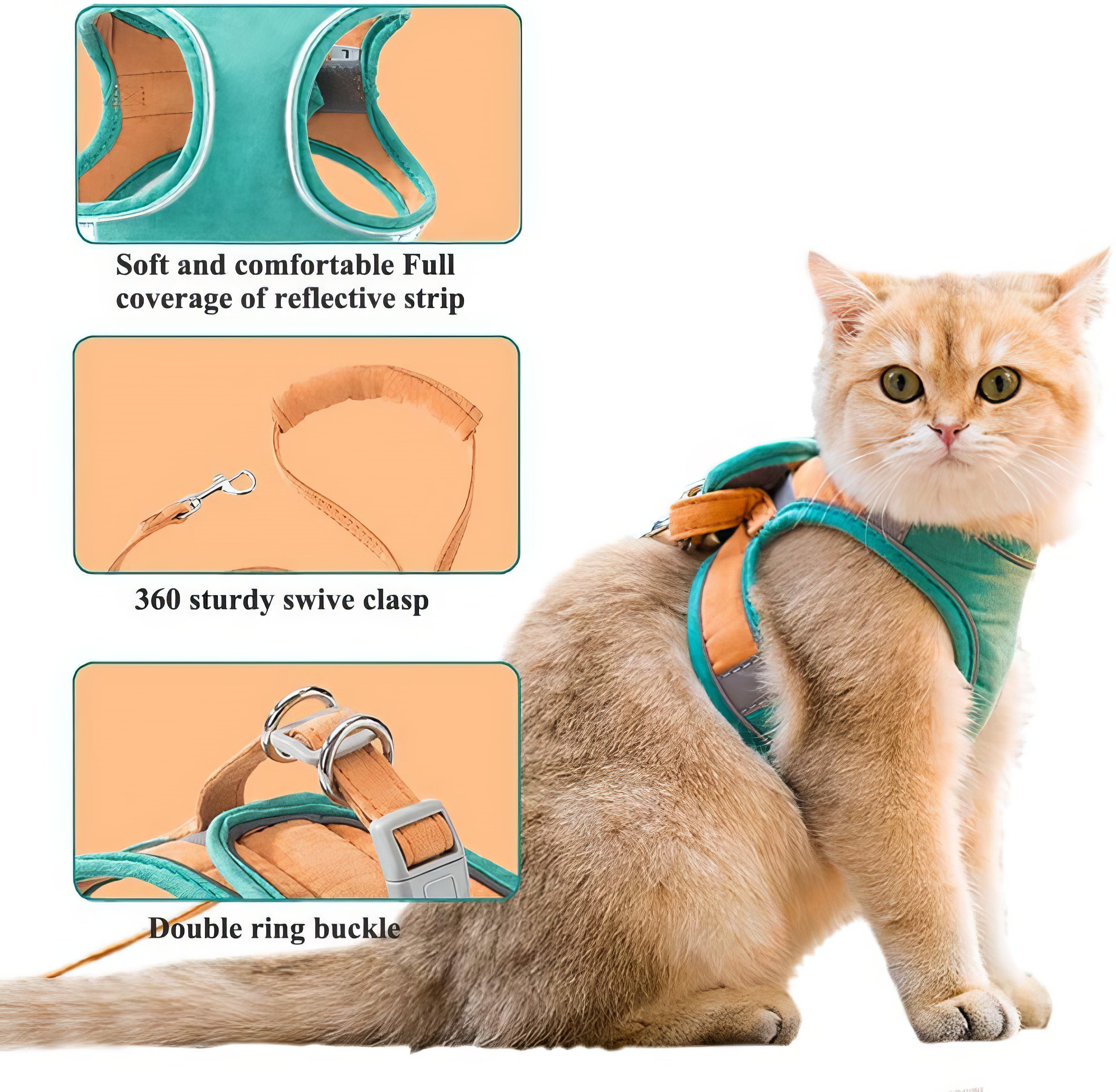 Adjustable Harness & Leash Set for Cats, Kittens and Pups - ESCAPE-PROOF & EASY TO WEAR