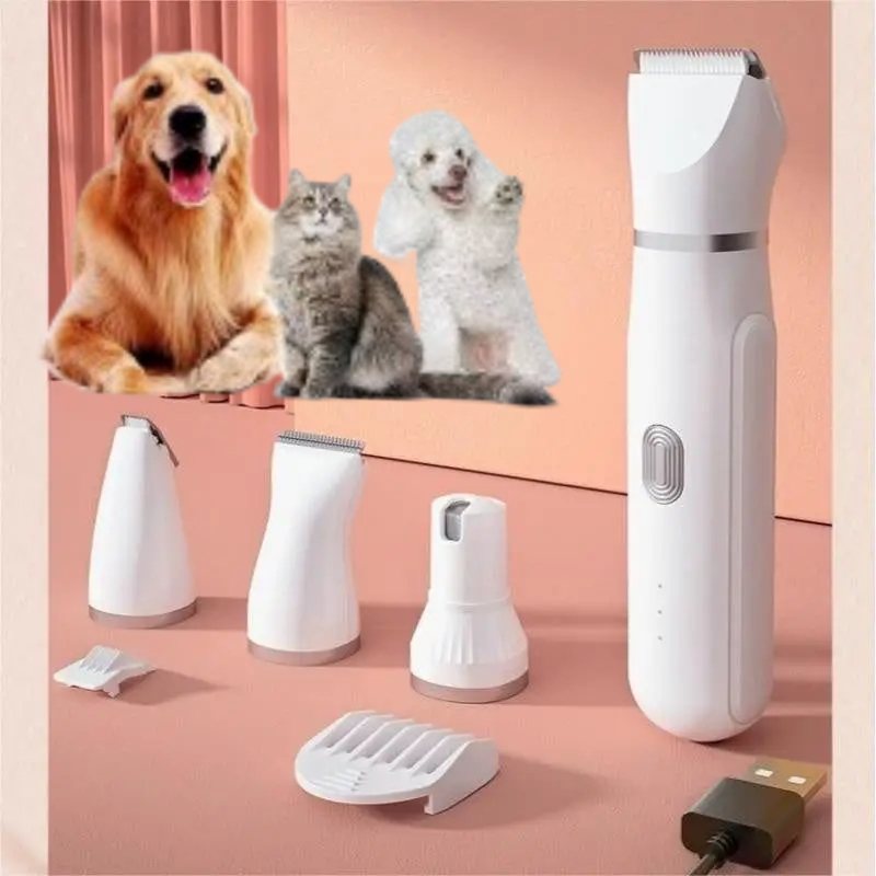 4-In-1 Pet Grooming Set - Low Noise with Nail Clipper & Hair Trimmer