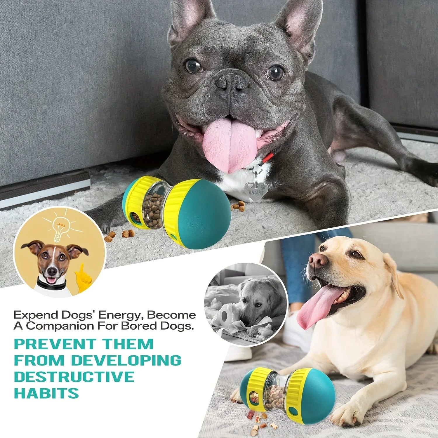 Interactive Slow Feeder Dog Toys Food Dispenser