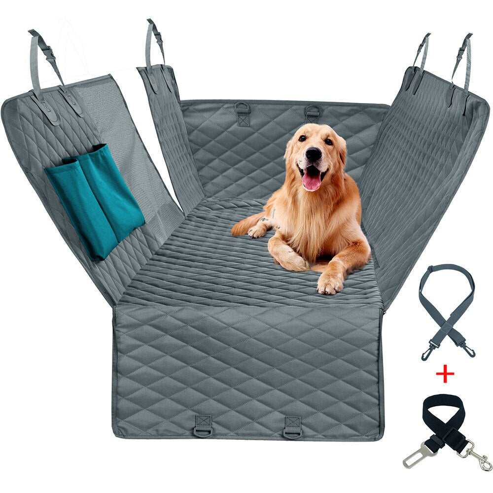 Dog Sitting in Pet Car Seat Hammock with Zipper pockets 