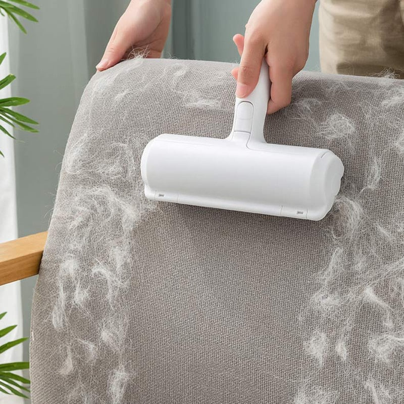 Pet Hair Removal Roller removing hairs from sofa seat